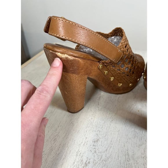 Tory Burch Widdieanne Woven Leather Wood Heel Clog Boho‎ Women's Size 7 - Picture 5 of 8